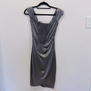 Cocktail dress stretch satin corset style with boning